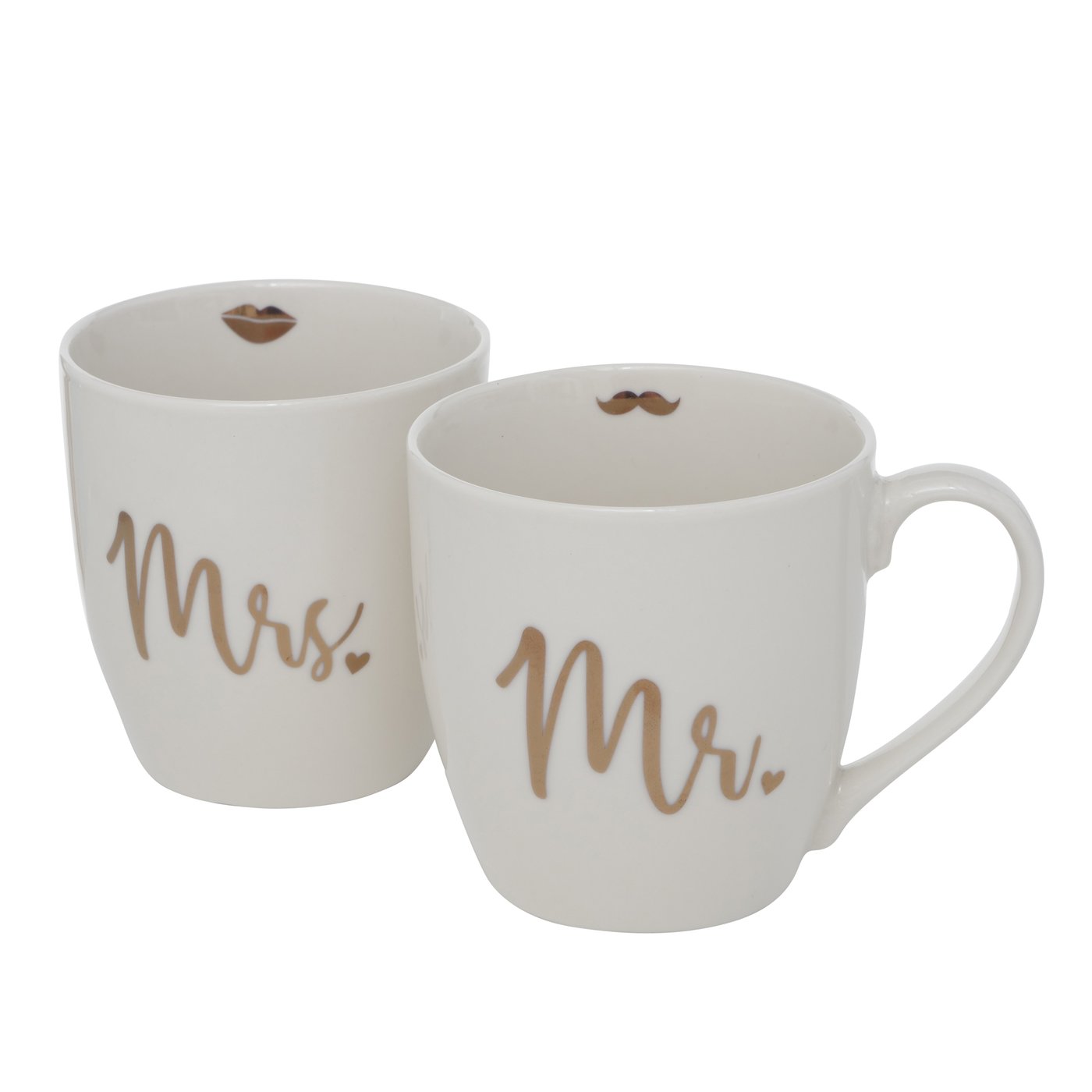 Jumbobecher Mr & Mrs., weiss-gold, 480ml
