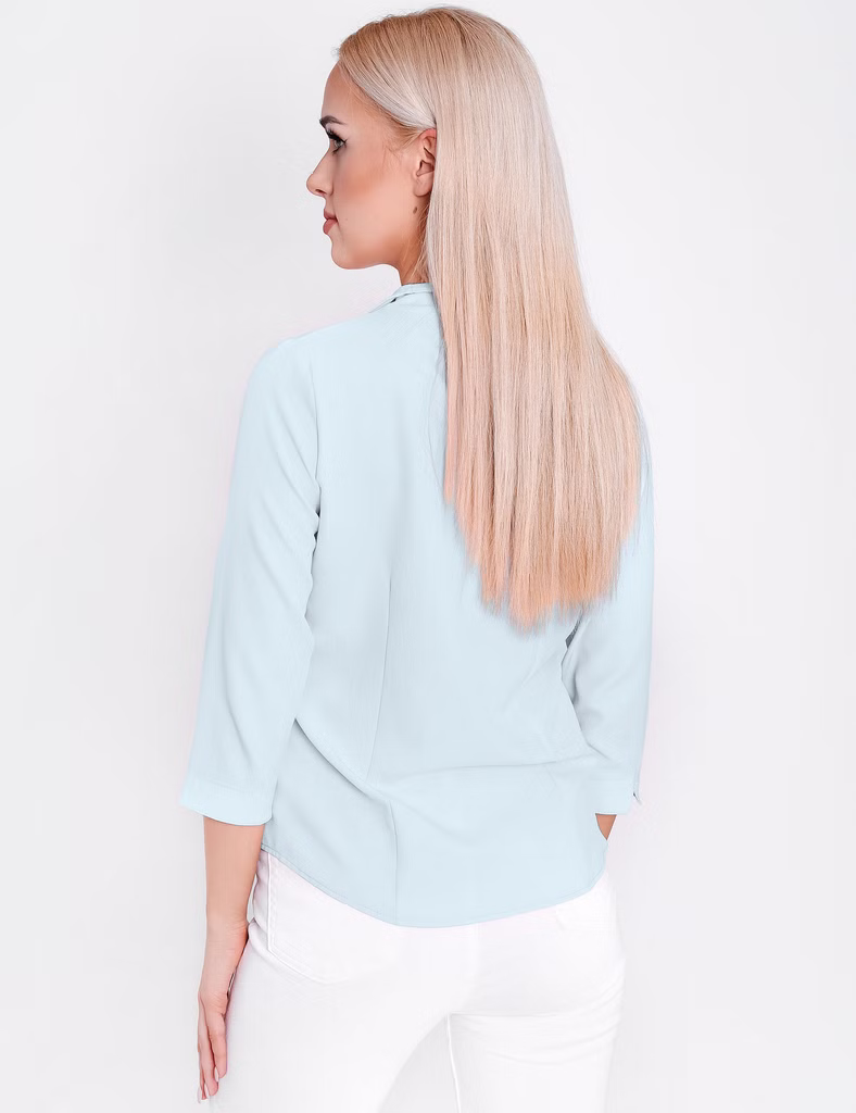 Damen Kelchkragenbluse 1205, Farbe: Hellblau