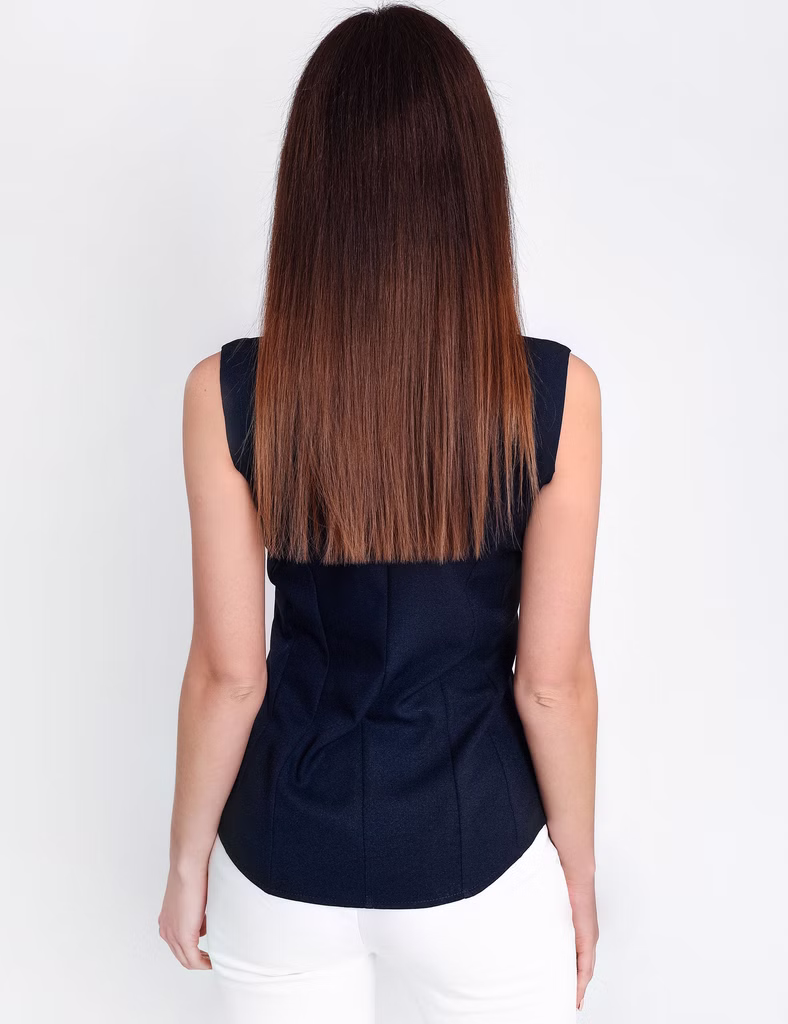 Damen Kelchkragenbluse 1209, Farbe: Navy