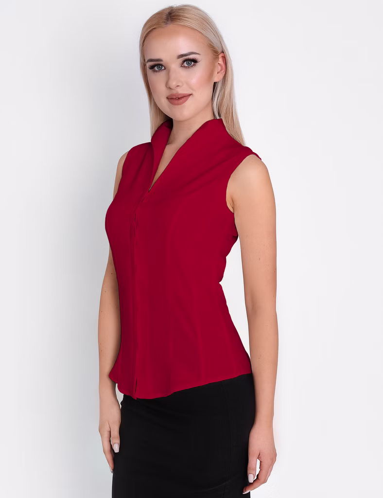 Damen Kelchkragenbluse 1209, Farbe: Rot