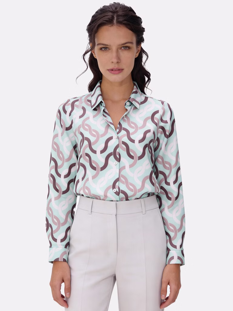 Bluse mit Wellenmuster, Farbe: Mintgrün