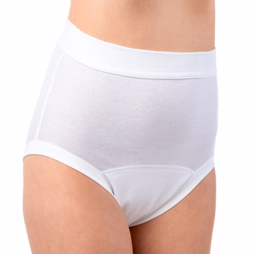 Damen Inkontinenz Slip Taillenslip weiß Produktansicht Vorderseite Damen Inkontinenz Slip Taillenslip weiß Produktansicht Vorderseite