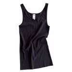 Damen Unterhemd mit Spitze - 100% Bio-Baumwolle schwarz