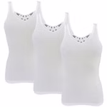 3er Pack Damen Unterhemd mit Spitze - 100% Bio-Baumwolle weiß
