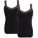 Damen Unterhemd schwarz mit feiner Spitze Damen Unterhemd schwarz mit feiner Spitze