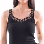 Damen Unterhemd schwarz mit feiner Spitze Damen Unterhemd schwarz mit feiner Spitze