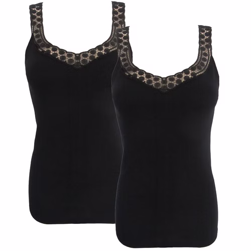 Damen Unterhemd schwarz mit feiner Spitze Damen Unterhemd schwarz mit feiner Spitze