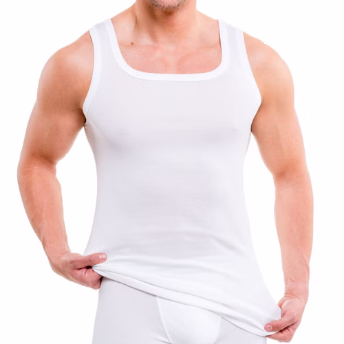 Herren Tank Top mit rechteckigem Ausschnitt weiß Herren Tank Top mit rechteckigem Ausschnitt weiß