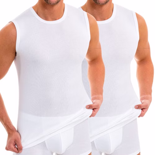 Herren Muskelshirts mit Rundhalsausschnitt weiß 2er Pack Herren Muskelshirts mit Rundhalsausschnitt weiß 2er Pack