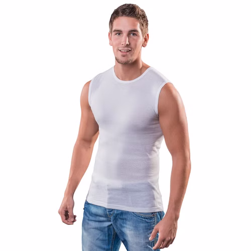 Herren Muskelshirts mit Rundhalsausschnitt weiß Herren Muskelshirts mit Rundhalsausschnitt weiß