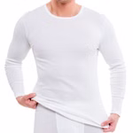 Herren langarm Shirt Rundhals weiß