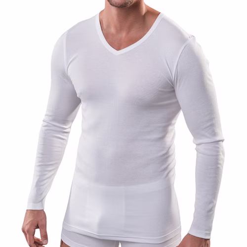 Herren langarm Shirt V-Ausschnitt weiß Herren langarm Shirt V-Ausschnitt weiß