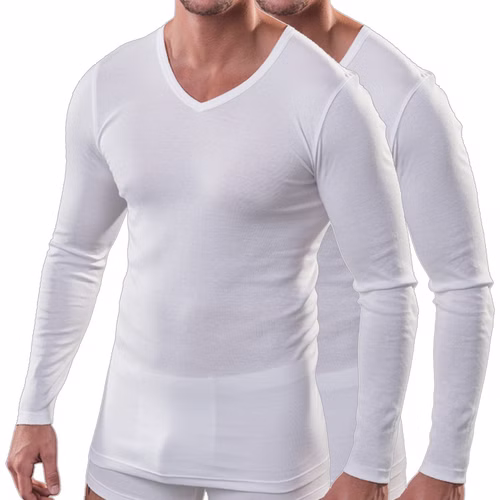 Herren langarm Shirt V-Ausschnitt weiß Herren langarm Shirt V-Ausschnitt weiß