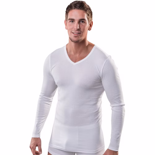 Herren langarm Shirt V-Ausschnitt weiß Herren langarm Shirt V-Ausschnitt weiß