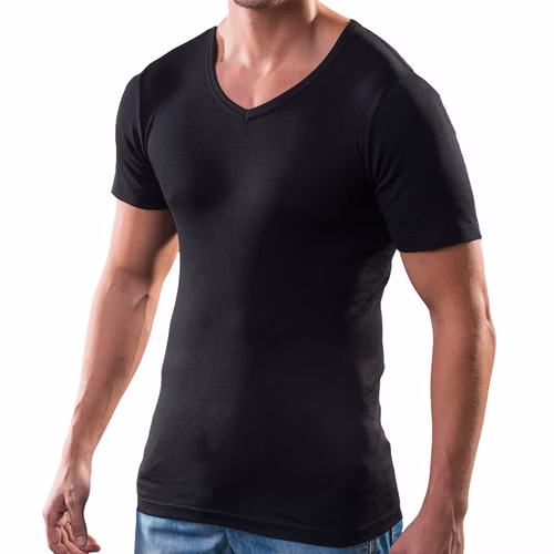 Herren kurzarm Shirt V-Ausschnitt schwarz Herren kurzarm Shirt V-Ausschnitt schwarz