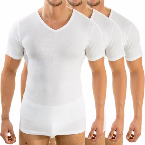 Herren kurzarm Shirt V-Ausschnitt weiß 3er Pack Herren kurzarm Shirt V-Ausschnitt weiß 3er Pack