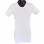 Extralanges Herren kurzarm Shirt V-Ausschnitt weiß