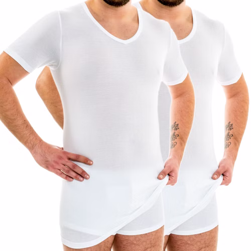 Extralanges Herren kurzarm Shirt weiß 2er Extralanges Herren kurzarm Shirt weiß 2er