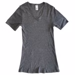 Herren kurzarm Shirt meliert mit V-Ausschnitt anthrazit-meliert