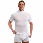 Herren kurzarm Shirt mit Rollkragen weiß Herren kurzarm Shirt mit Rollkragen weiß