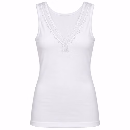 Damen Longshirt mit Spitze in weiß KI Damen Longshirt mit Spitze in weiß KI