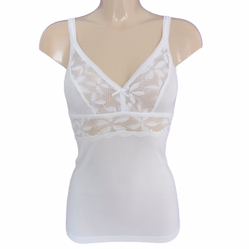 Damen BH-Hemd weiß mit Raschelspitze Damen BH-Hemd weiß mit Raschelspitze