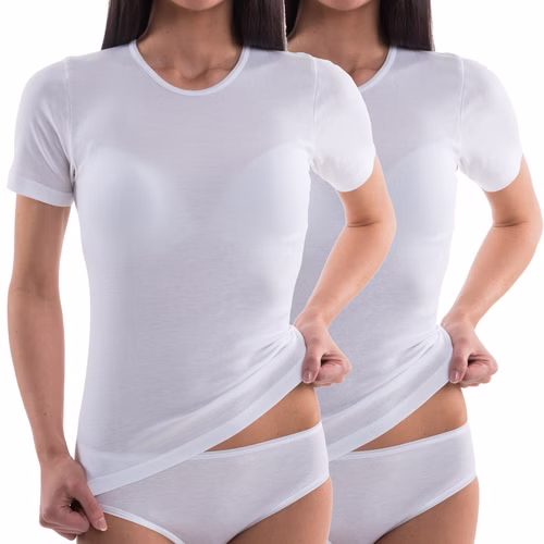 Damen kurzarm Shirt T-Shirt weiß 2er Pack Damen kurzarm Shirt T-Shirt weiß 2er Pack