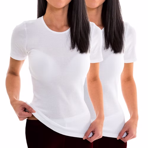 Damen kurzarm Shirt T-Shirt weiß 2er Pack Damen kurzarm Shirt T-Shirt weiß 2er Pack