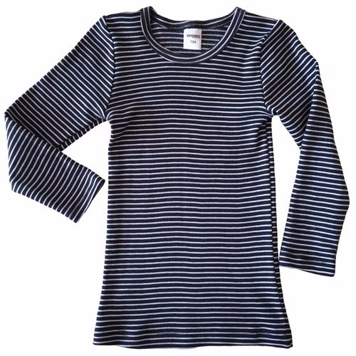 2683005-marine1.jpg HERMKO 2683005 Kinder langarm Thermo - Shirt in Ringeloptik