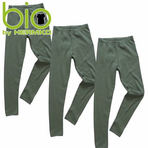 2720-olive-3er-bio.jpg HERMKO 2720 3er Pack Kinder Legging unisex aus Bio-Baumwolle