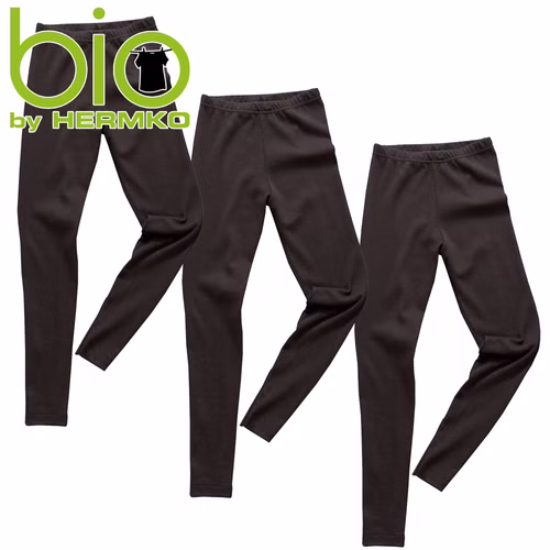 2720-schwarz-3er-bio.jpg HERMKO 2720 3er Pack Kinder Legging unisex aus Bio-Baumwolle