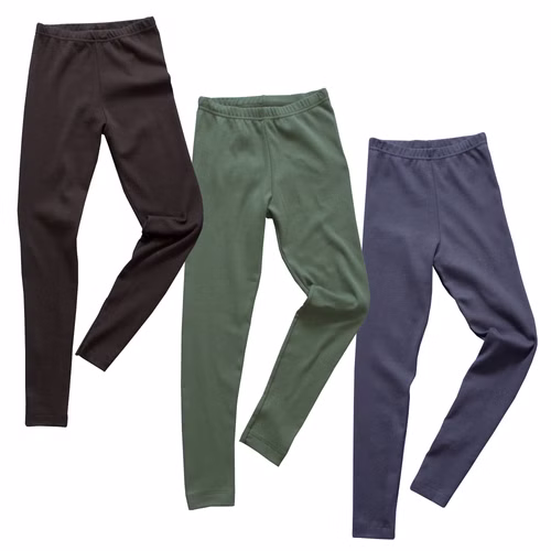 2720-smo-3er.jpg HERMKO 2720 3er Pack Kinder Legging unisex aus Bio-Baumwolle
