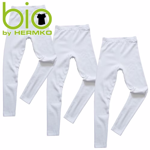 2720-weiss-3er-bio.jpg HERMKO 2720 3er Pack Kinder Legging unisex aus Bio-Baumwolle