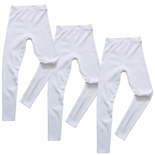 2720-weiss-3er.jpg HERMKO 2720 3er Pack Kinder Legging unisex aus Bio-Baumwolle