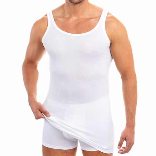 Extralanges Herren Tank Top mit Rundhalsausschnitt weiß Extralanges Herren Tank Top mit Rundhalsausschnitt weiß