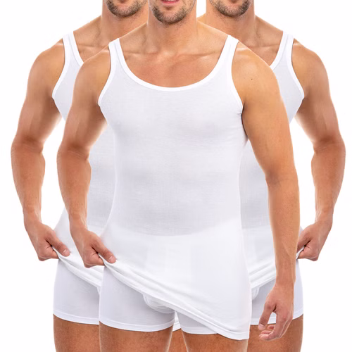 Extralanges Herren Unterhemd Rundhals weiß 3er Pack Extralanges Herren Unterhemd Rundhals weiß 3er Pack
