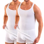 2er Pack Herren Unterhemd Doppelripp aus 100% Bio-Baumwolle weiß