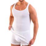 Herren Unterhemd Doppelripp aus 100% Bio-Baumwolle weiß