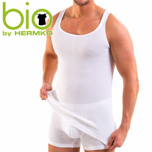 Pack Herren Unterhemd Doppelripp aus 100% Bio-Baumwolle weiß Herren Unterhemd Doppelripp aus 100% Bio-Baumwolle weiß