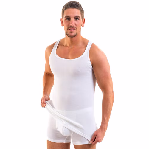 Herren Unterhemd Doppelripp aus 100% Bio-Baumwolle weiß Herren Unterhemd Doppelripp aus 100% Bio-Baumwolle weiß