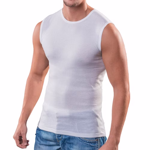 Herren Muskelshirt Rundhals weiß Herren Muskelshirt Rundhals weiß