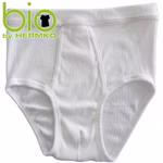 Herren Slip mit Eingriff Doppelripp Bio weiß Herren Slip mit Eingriff Doppelripp Bio weiß