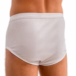 Herren Slip mit Eingriff Doppelripp weiß hinten Herren Slip mit Eingriff Doppelripp weiß hinten
