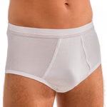 Herren Slip mit Eingriff Doppelripp weiß vorne Herren Slip mit Eingriff Doppelripp weiß vorne