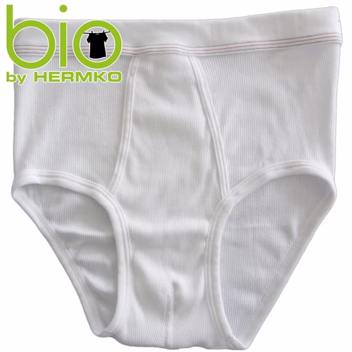 Herren Slip mit Eingriff Doppelripp Bio weiß Herren Slip mit Eingriff Doppelripp Bio weiß