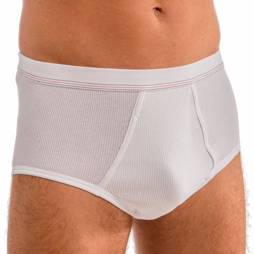 Herren Slip mit Eingriff Doppelripp weiß vorne Herren Slip mit Eingriff Doppelripp weiß vorne