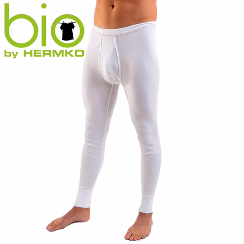 Herren lange Unterhose Bio Baumwolle Doppelripp weiß Herren lange Unterhose Bio Baumwolle Doppelripp weiß