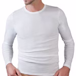 Herren langarm Shirt Rundhals weiß