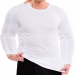 Herren langarm Shirt Rundhals weiß 2er Pack
