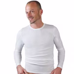 Herren langarm Shirt Rundhals weiß